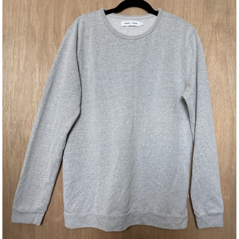 Samsoe Samsoe Men's Large Crew Neck Sweatshirt Light Grey Melange Scandinavian
